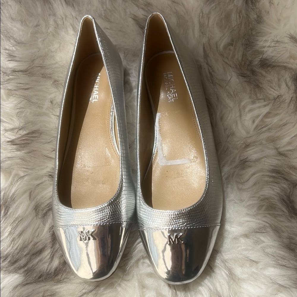 Michael Kors Honey Metallic Ballet Flats- Silver